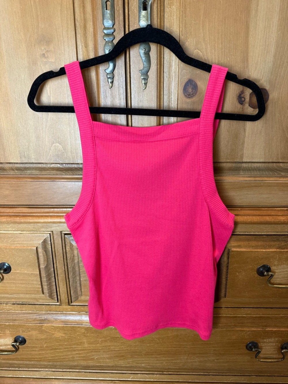 J. Crew Hot Pink/Magenta Ribbed Square-Neck Tank Top